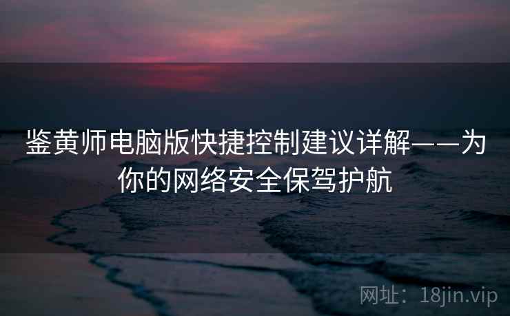 鉴黄师电脑版快捷控制建议详解——为你的网络安全保驾护航